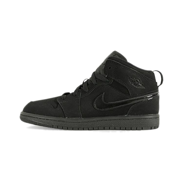 Jordan Air  1 Comfortable Versatile Non-Slip Shock Absorbing Mid-Top Kids Basketball Shoes Pure Black Kids Sneaker 640734-056