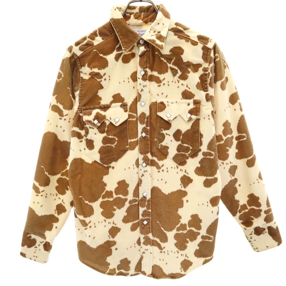 

RockMount 70-е годы Сделано в США Винтажный комбинезон с коровьим принтом с ручками Рубашка в западном стиле с длинным рукавом Мужская Б/У