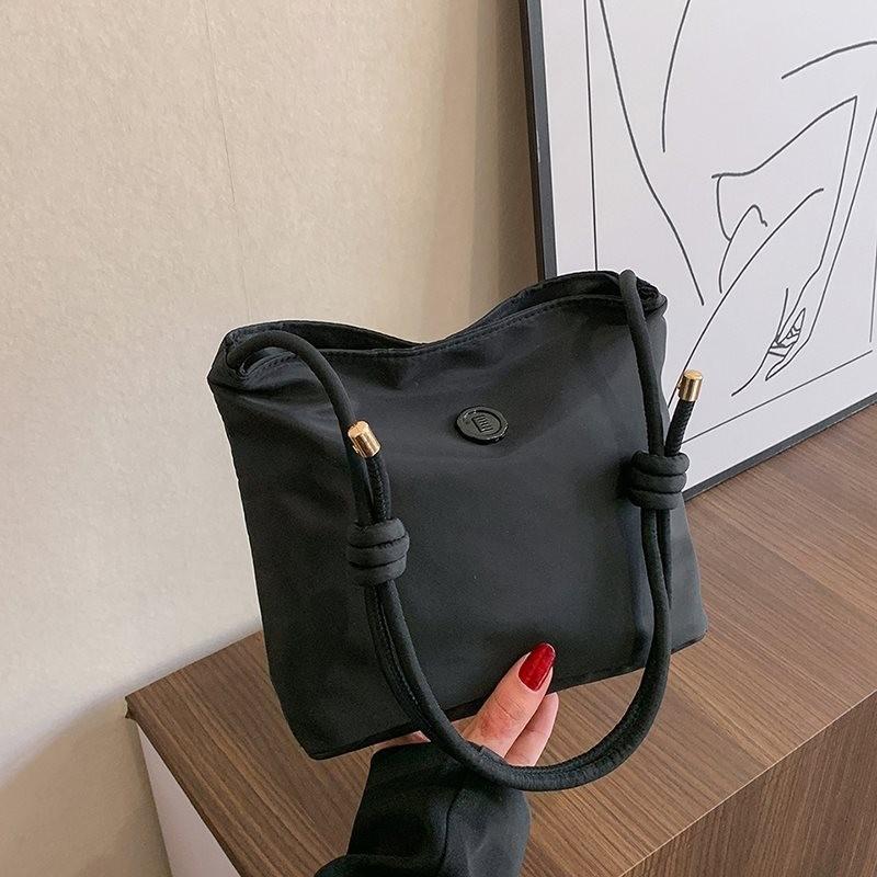 Versatile Minimalist Shoulder Bags For Women Soft Nylon Fabric In Elegant Pink And Black