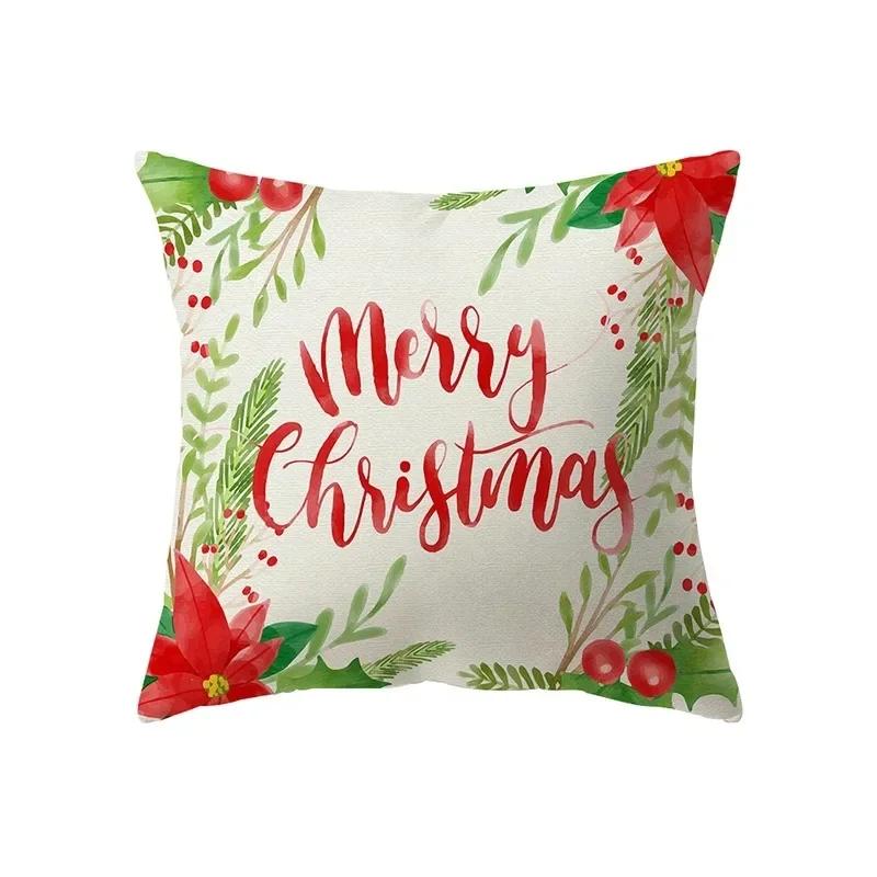 Christmas Theme Santa Claus Printed Pattern Cushion Cover Home Living Room Sofa Decoration Pillow 45x45cm