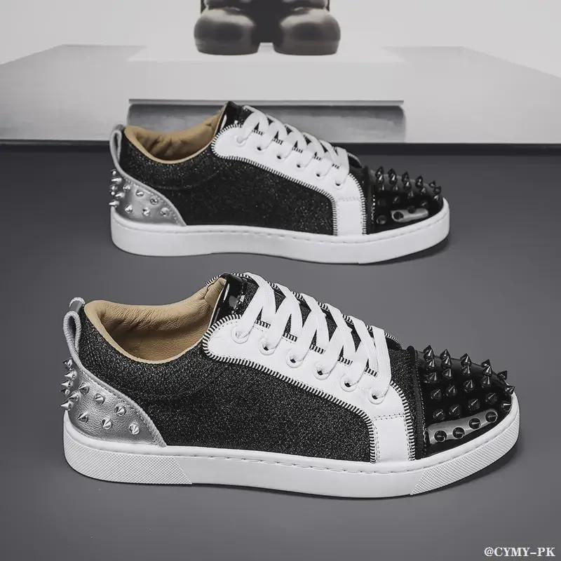 2024 Men's Casual Black Rivet Low-Top Fashion Shoes