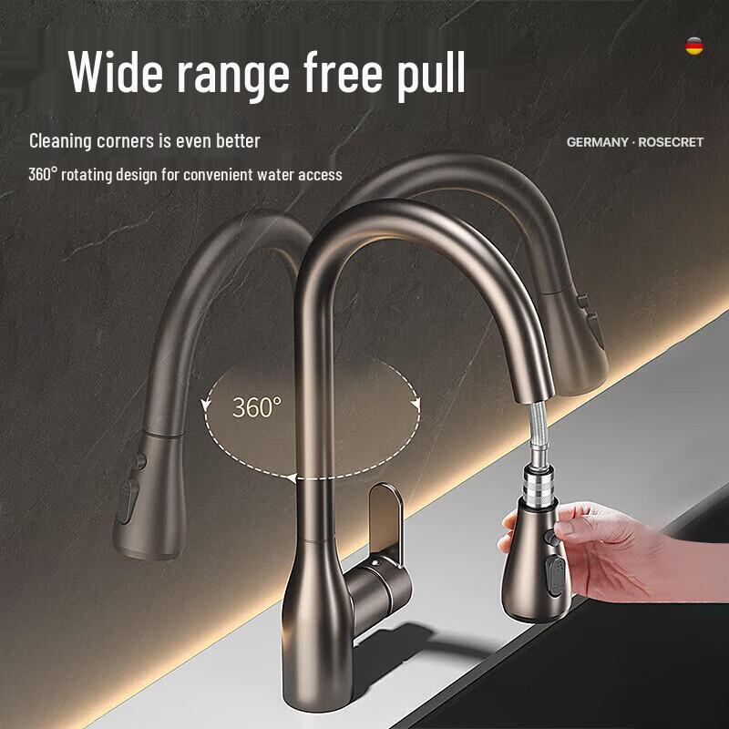 Rosecret German All-Copper Pull-Out Kitchen Faucet