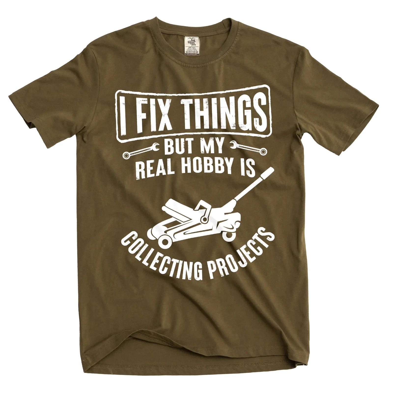 Men s funny garage diy mechanic T-shirt fix things collect projects Teeshirt S