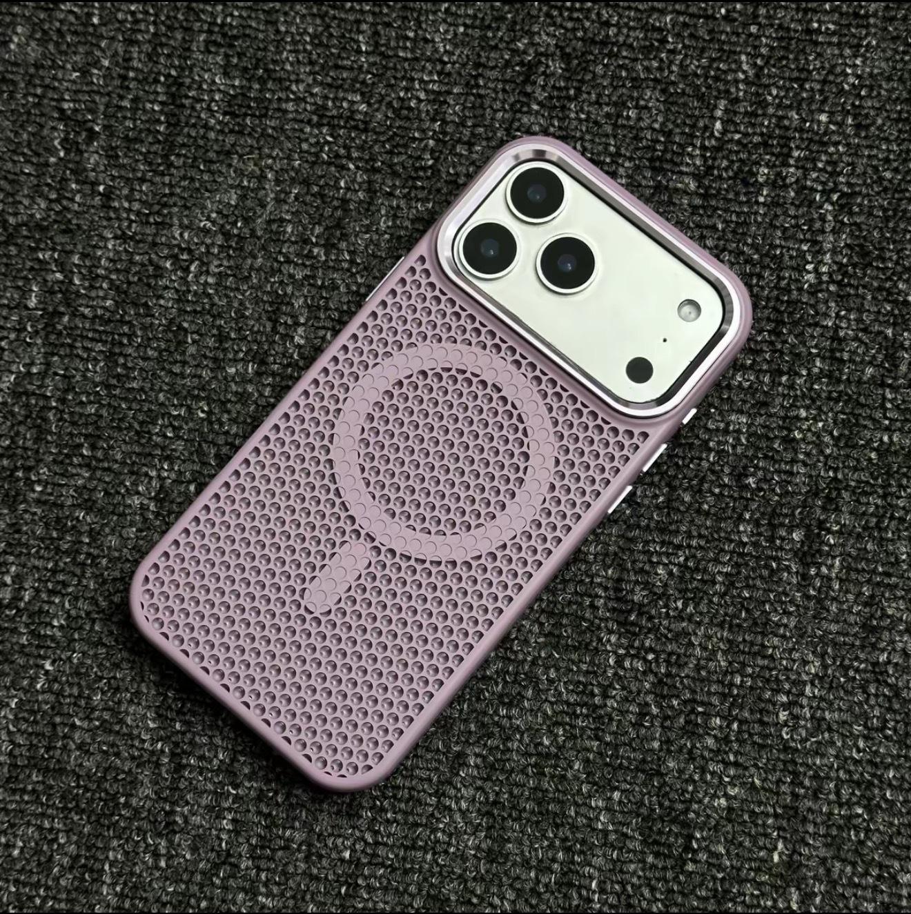 

Honeycomb Mesh Heat Dissipation iPhone 17 PM Case, Apple 16 Pro Metal Lens, Magnetic Absorption for iPhone 15 P iPhone 16