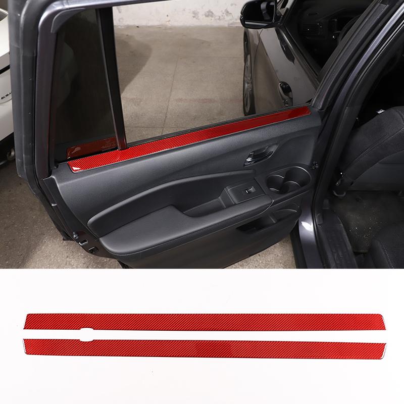 For Honda Pilot 2015-2019 Red Soft Carbon Fiber Air Vent Frame Vanity Mirror Cover Interior Decorative Sticker Auto Parts X12