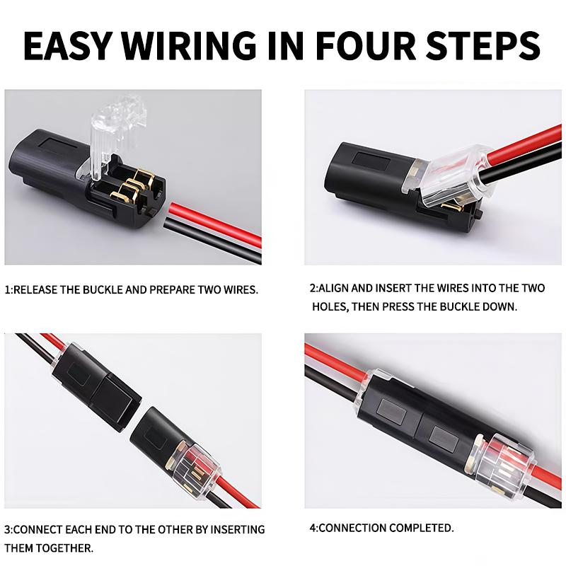 50 Pair Connector 2P - Solder-Free Strip-Free Insulation Piercing Terminal Block, Quick Disconnect Plug for LED Cable