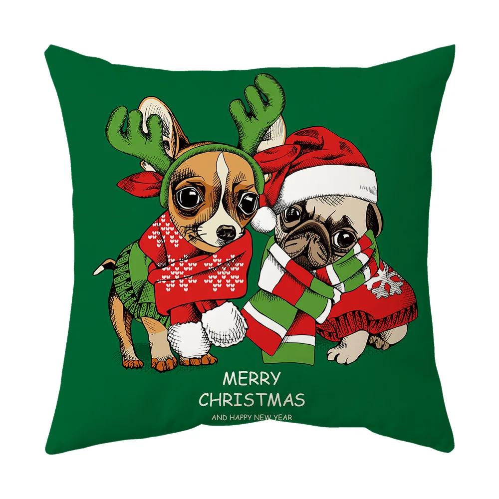 Merry Christmas Cushion Cover 45*45 Cartoons Pillowcase Cotton Linen Sofa Cushions Pillow Cases Pillow Covers