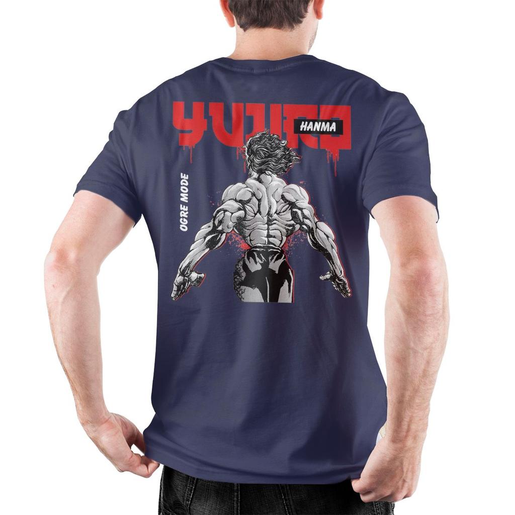 Men's Yujiro The Demon Back Baki Hanma T Shirts Anime Cotton Clothing Unique Short Sleeve O Neck Tees Printing T-Shirts