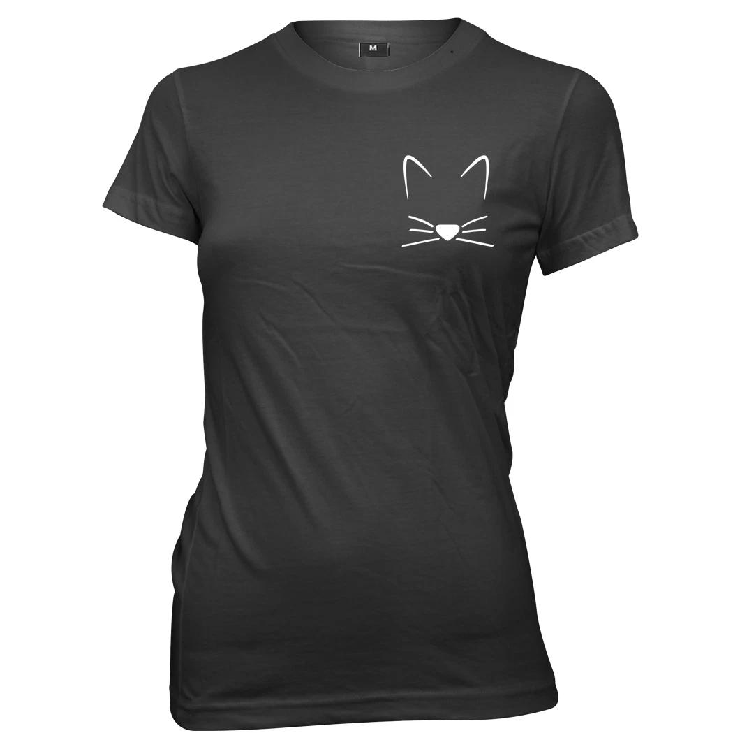 Meow Cat Kitten Breast Print Womens Ladies Funny T-Shirt S