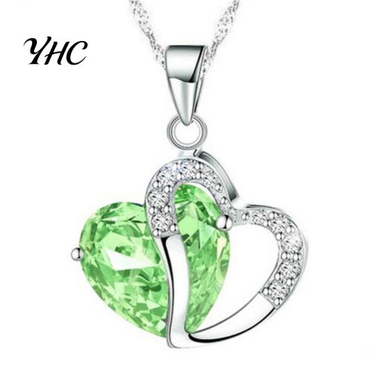 Heart Pendant Necklace Cubic Zirconia Inlaid Jewelry Gift Women Shape Fashion for Daily Life