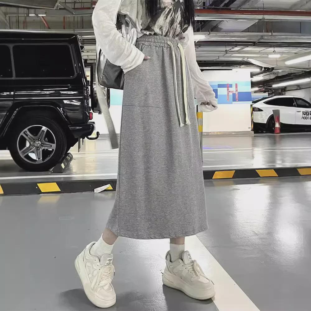 Gonna Slim a Vita Alta Stile Coreano 2024 con Spacco Posteriore - Versatile, Casual ed Elastica