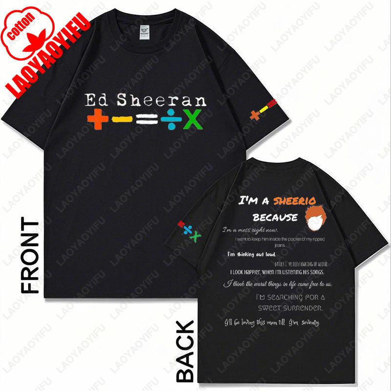 

2025 Ed Sheeran Equation Cotton T-Shirt Unisex Retro Streetwear Breathable Tees Music Festival Trendy Graphic Men Women Tops XL
