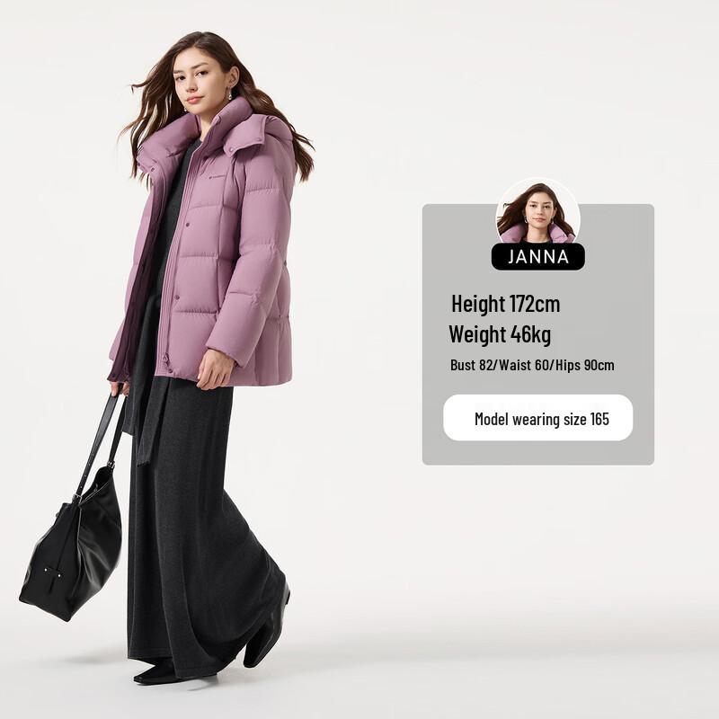 Tamboer Women's Mid-Length Detachable Hood Down Jacket TB5530558Z