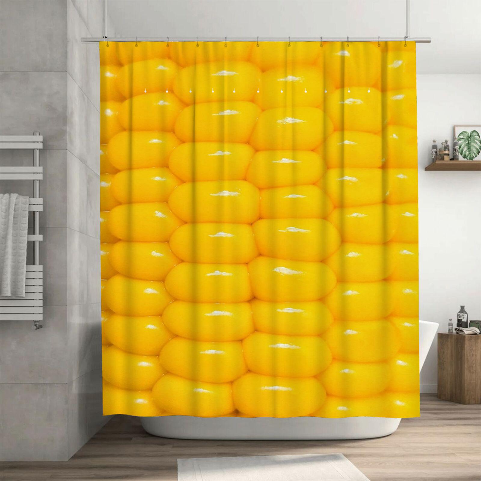 Textile Article Golden Corn Kernels Waterproof Shower Curtain Heat Resistant Machine Washable Non-Transparent 180X180cm