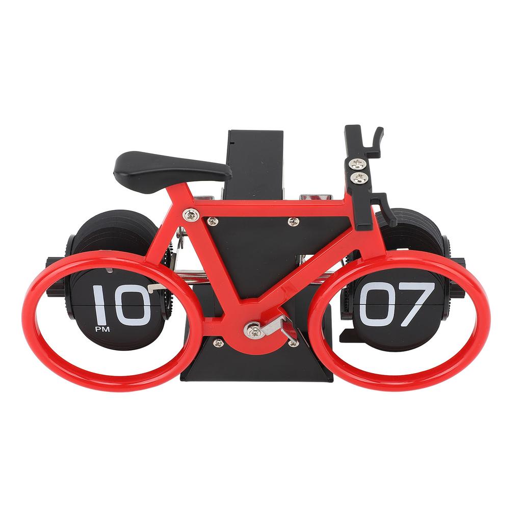 Vintage Flip Desk Clock Bike Shape Retro Mechanical Battery Powered Gear Operated Timer Reminder