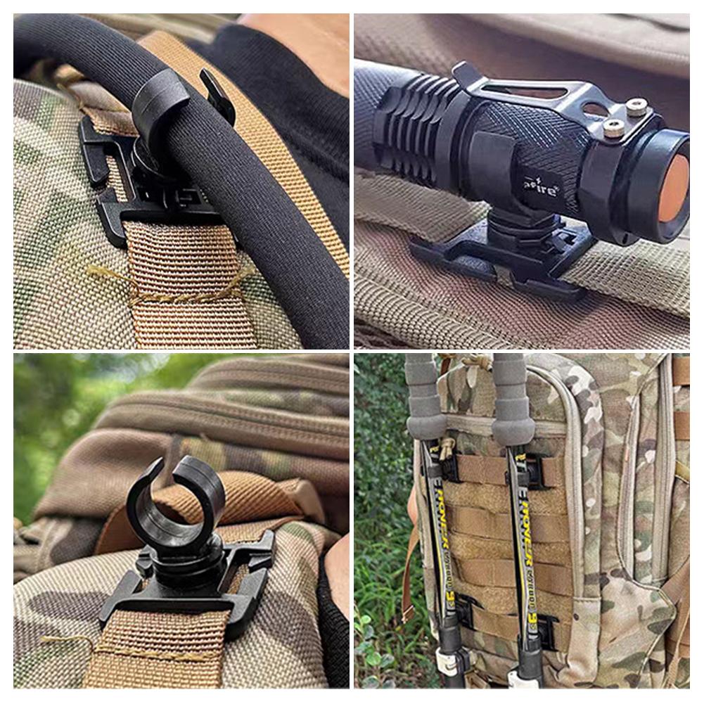 1 st/2 st Utomhusfläkt Laddningsbar D-spänne 360° Roterande Ficklampa Vattenrörsklämma Hängögla Spänne För MOLLE-band