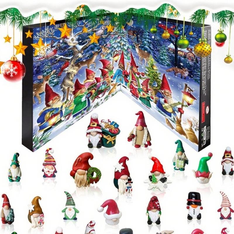 Festival Harz Elfenstatuen Zufällige Miniatur Ornamente Weihnachts-Adventskalender Dekoration Kompaktes Lagerfreundliches Design