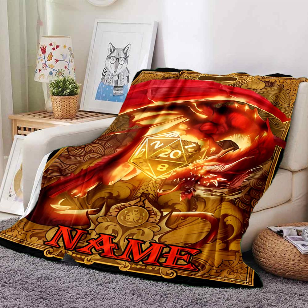 Customiz Name Personality Dungeons & Dragons (4) Blanket Soft &Warm Sofa Office Bed Travel Lunch Break Blanket, Gift Suitable for All Seasons