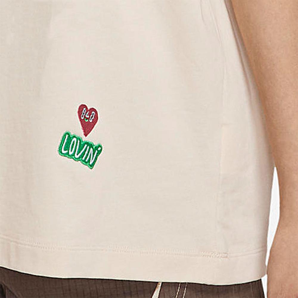 Nike Embroidered Heart Pattern Loose Sports Short Sleeve T-Shirt Women Tops Light-Yellow DM9087-228