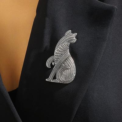 Przypinka Broszka Kształt Kota Styl Retro Postarzana Odznaka Odporna na Zużycie Odporna na Rdzę Odznaka Klapy Marynarki Ozdoba Odzieży