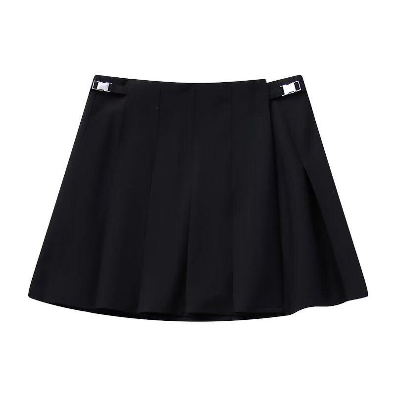 Fashion Style 2023 New Fall Women's Clothing Slim Looking Easiest for Match Wide Pleated Mini Skirt High Waist Skirt 4432506