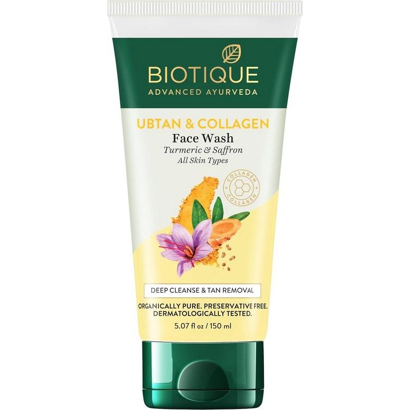 Biotique Ubtan & Collagen Face Wash for Tan Removal or Men & Women (pack of 2)150ml, 2 pcs, 150ml