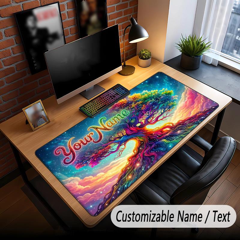 Tree of Life Theme Custom Mouse Pad Personalized With Name Text Customized Desk Mat For Office Home Decor