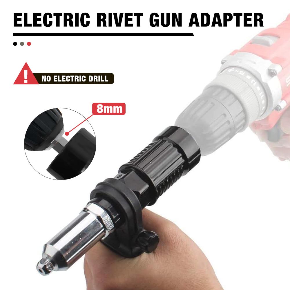 Máquina de rebitagem, adaptador de pistola de rebite elétrica, ferramentas de rebitagem de 2,4 mm-3,2 mm-4,0 mm-4,8 mm, máquina de rebitagem doméstica, para furadeiras elétricas