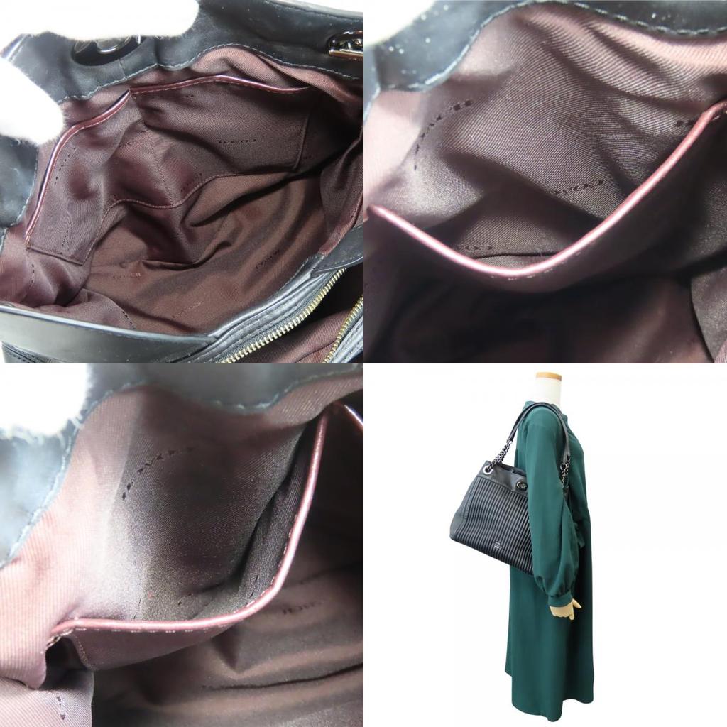 Gebrauchte COACH Schultertasche Edy 26834 Tabby-Leder Schwarz Kette