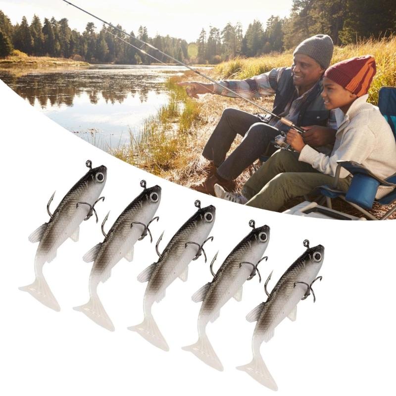 5Pcs Soft Plastic Lures Pre-Rigged Swimbaits Paddle Tail Swim Baits for Freshwater and Saltwater Fishing Tackle