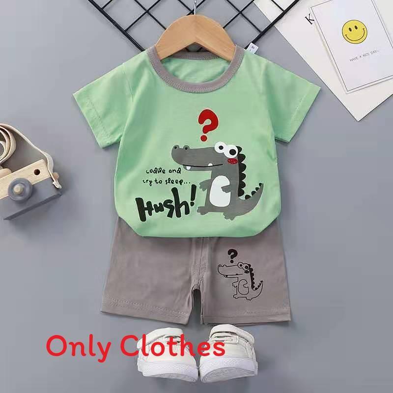 Baby Cartoon T Shirt Shorts Set With Cotton Fabric For Kids Ages 3 To 8