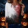 Women's Casual Round Neck Three Quarter Sleeve Halloween Print T Shirt Top Lightweight Comfortable Soft Fabric