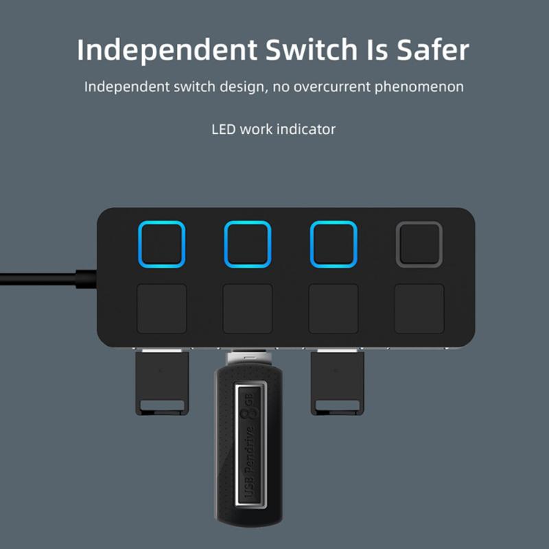 Usb 2.0 Hub Multi Usb Splitter 4 Ports Expander Multiple Usb 2.0 Hub Use Power Adapter Usb2.0 Hub