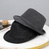 Autumn and Winter New British Men's Top Hat Woolen Hat Middle-aged and Elderly Men's Jazz Hat Hat Leather Top Hat