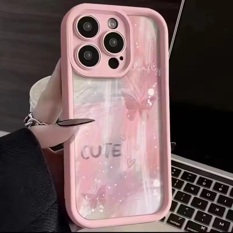 

Pink Gradient Butterfly Phone Case For Phone Case For iPhone 16 15 14 11 12 13 Pro Max 16E X XS XR 7 8 Plus SE Shockproof Cover iPhone 16