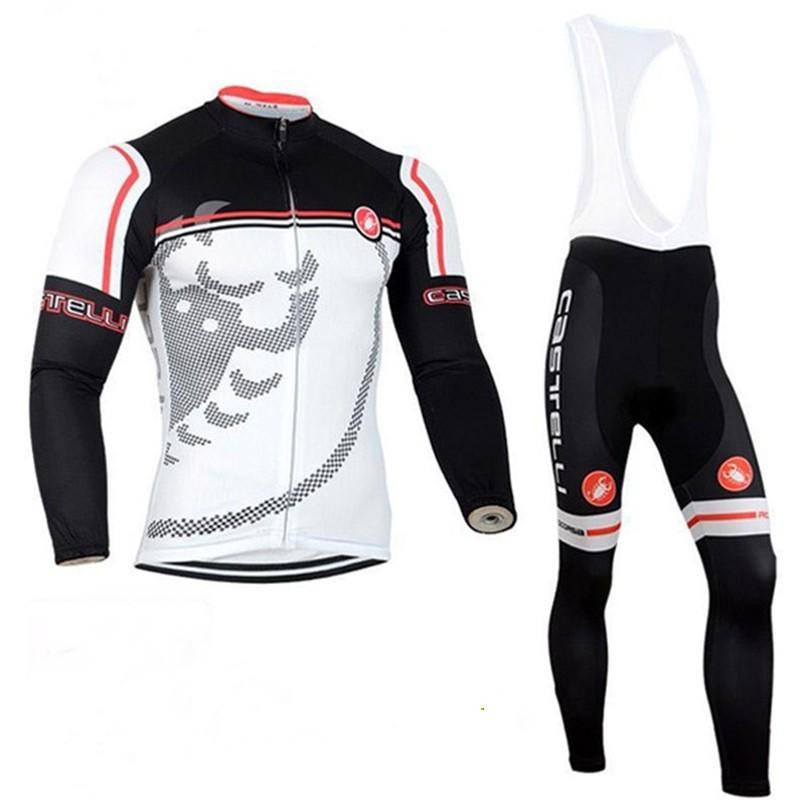 Mens Thermal Cycling Jersey Set Long Sleeve Winter Bike Riding Outfit Road Mountain Bikes