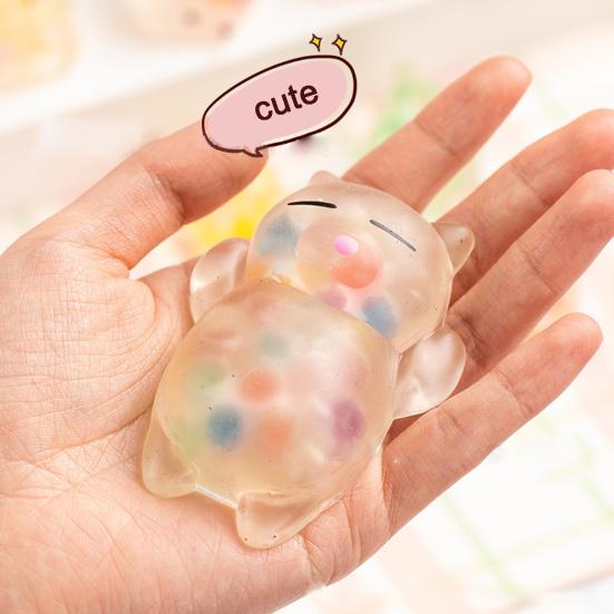 10Pcs Animal Squishes Toys with Water Beads Mini Doll Soft TPR Flexible Pinch Toy Decompression Lovely Sensory Stress Balls Squeeze Toys Party Favor
