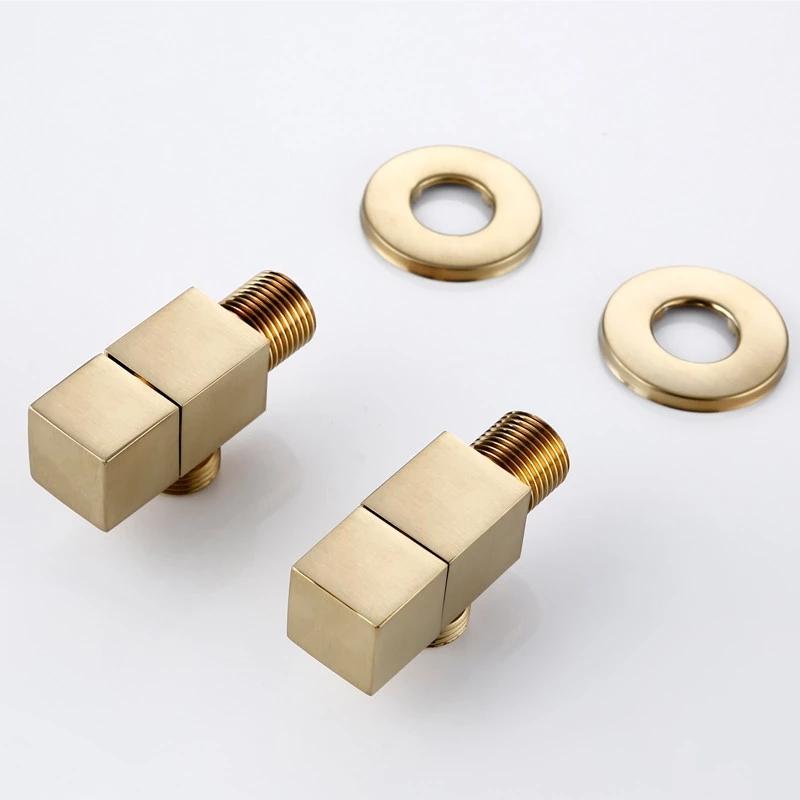 Tuqiu Brass Angle Valve Water Control Valve Brushed Gold Corner Valve Bathroom Tap Water Valve 1/2*1/2 Brass Black Angle Valves