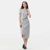 Gap Women's Embroidered Logo Tie-Waist Slit Short Sleeve Midi Dress