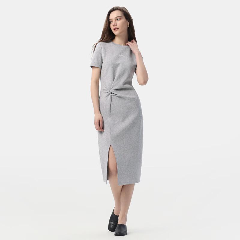 Gap Women's Embroidered Logo Tie-Waist Slit Short Sleeve Midi Dress