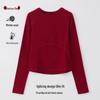 Women's Merino Wool and German Velvet Round Neck Bottoming Shirt - A-type Stitching and Thickened Skin-Beautifying Fabric