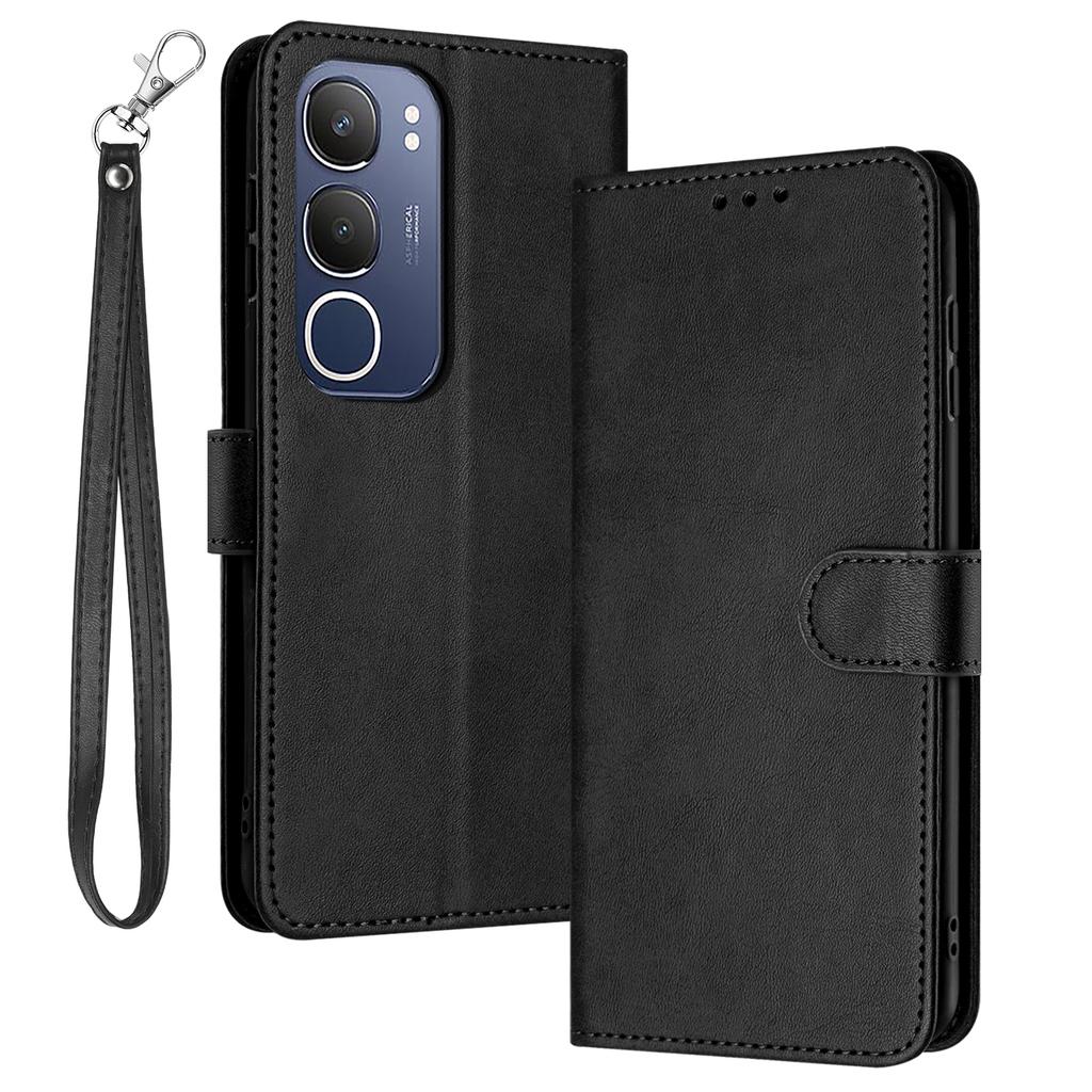 For vivo Y19s 4G Case Flip Stand PU Leather Wallet Phone Cover Calf Texture