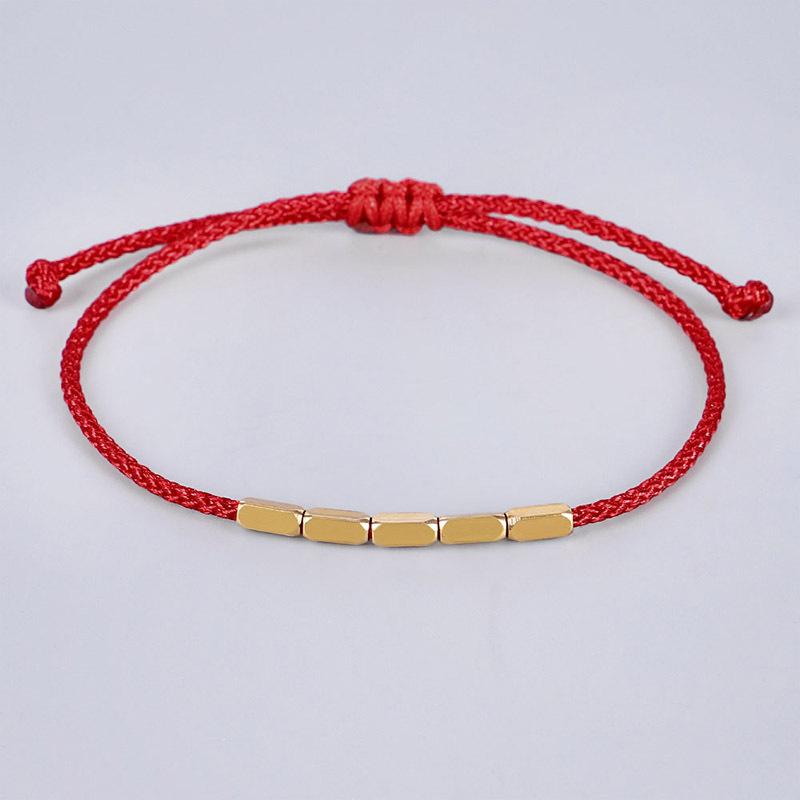 Handgemaakte Tibetaanse Koperen Kralen Armband Boeddhistisch Gevlochten Katoenen Gelukstouw Armband Geluk Succes Amulet Vrouwen Mannen Vintage