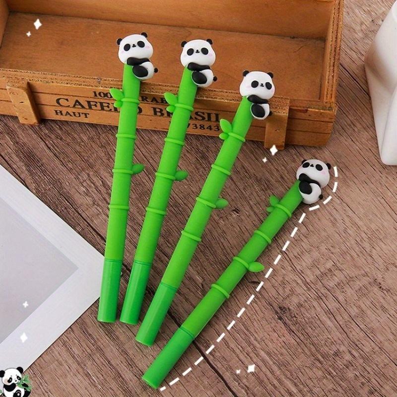12pcs Cartoon Cute Soft Rubber Green Bamboo Panda Neutral Pen Stationery Student Exam Writing Gel Pen Office Supply Signature Pen
