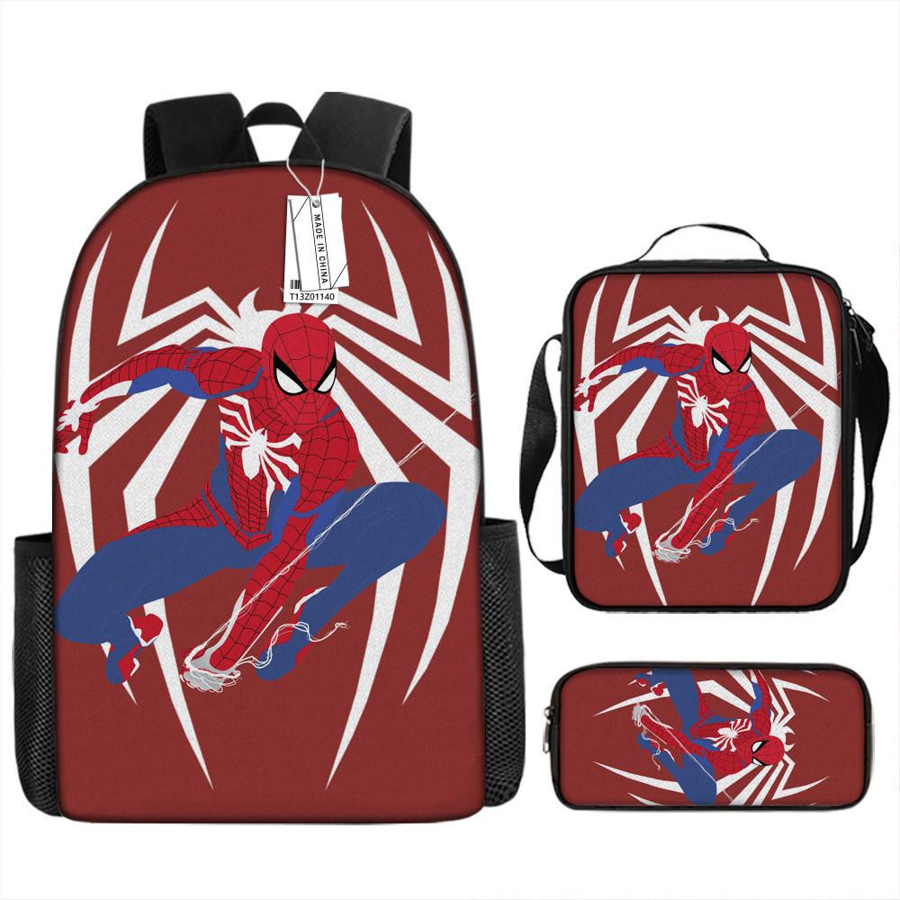 Spiderman School Backpack Set With Oxford Fabric Breathable Waterproof For Kids
