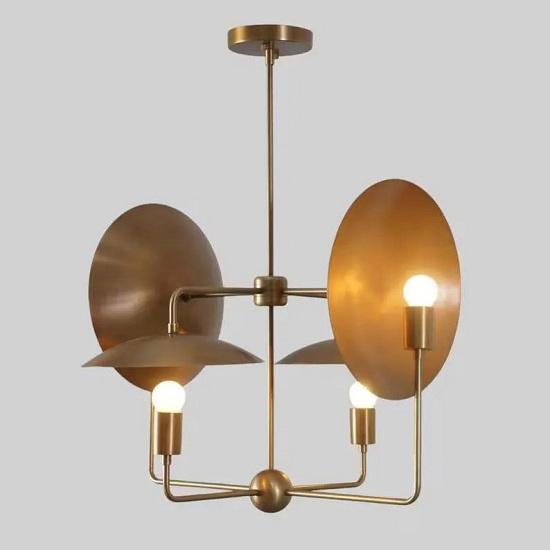 

Mid Century 4-Light Brass Sputnik Chandelier Handmade Raw Brass Pendant or Wall Mount Light Fixture Modern Lighting