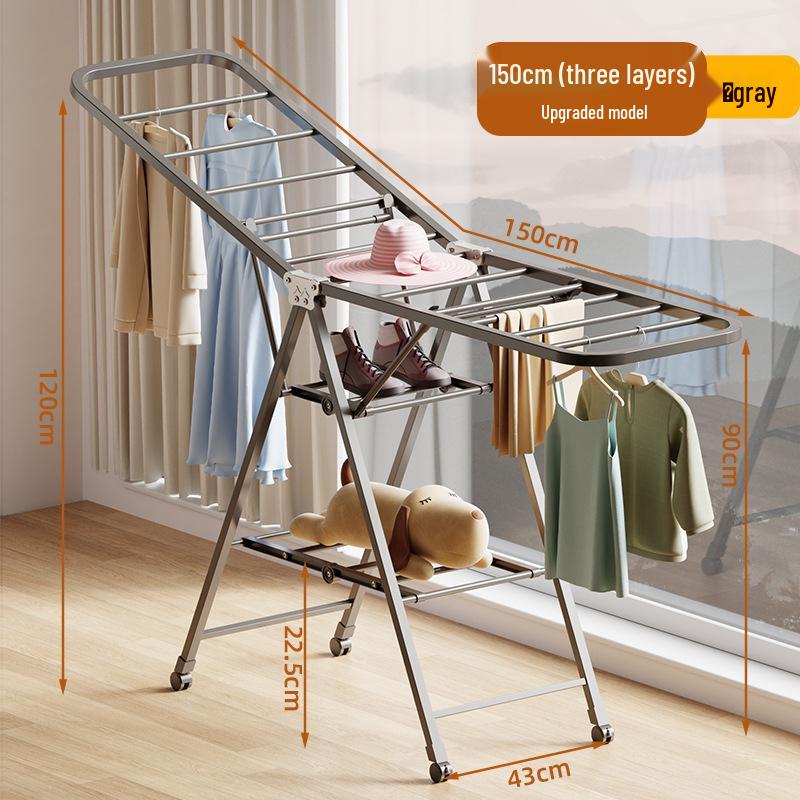 Foldable Wing-Shaped Clothes Drying Rack for Indoor/Outdoor Use
