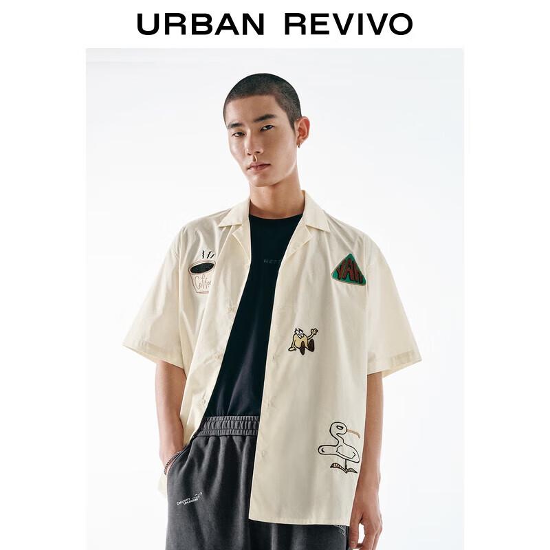 

UR 2025 Men s Casual Color-Block Embroidered Short-Sleeve Lapel Shirt S