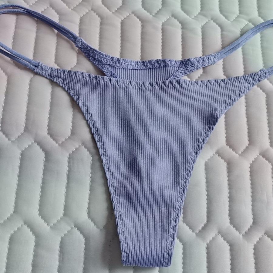 European & American Ribbed Cotton Women's Thong with Fine Straps - Comfortable, Breathable, & Sexy T-Back