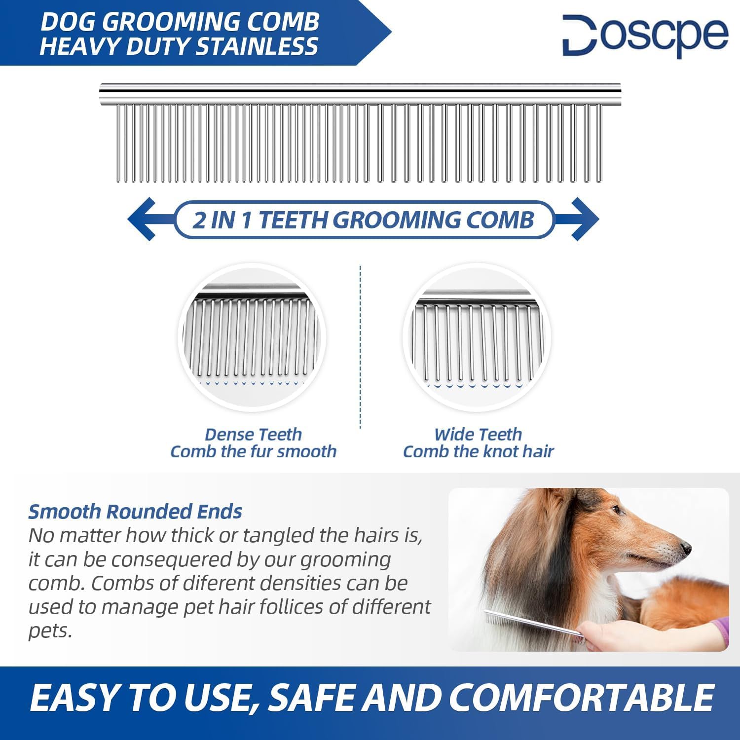 

6 in 1 Professional Dog Grooming Scissors Set Pet Hair Cutting Shears Kit, Stainless Steel with Safe Rounded Tips for Dog Cat Other Animals, Right